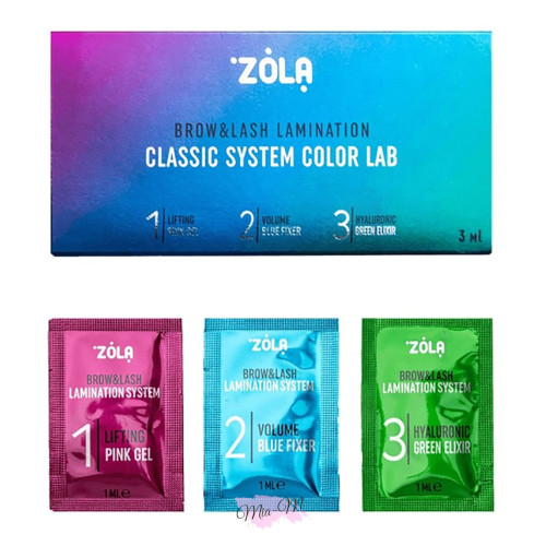 Набір для ламінування брів та вій Zola Color Lab Brow (Step 1, 2, 3), 3шт по 1ml Набір для ламінування брів та вій Zola Color Lab Brow (Step 1, 2, 3), 3шт по 1ml