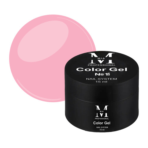 Кольоровий гель для моделювання нігтів Mia-M Professional Color Gel №15 рожевий, 15 мл Кольоровий гель для моделювання нігтів Mia-M Professional Color Gel №15 рожевий, 15 мл