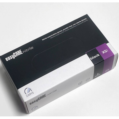 Перчатки нетриловые easyCARE nitrile (размер ХS, черные) 50 пар/уп Перчатки нетриловые easyCARE nitrile (размер ХS, черные) 50 пар/уп