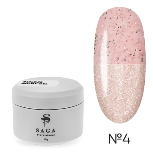 Гель для наращивания Night builder gel Saga 15 мл, № 4 Гель для наращивания Night builder gel Saga 15 мл, № 4
