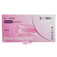 Рукавички нітрилові нестерильні неопудрені MediOk Rose Sapphire розмір S, ніжно-рожеві, 100 шт/уп