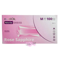 Перчатки нитриловые нестерильные неопудренные MediOk Rose Sapphire размер M, нежно-розовые, 100 шт/уп