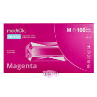 Рукавички нітрилові нестерильні неопудрені MediOk Magenta розмір M, рожеві, 100 шт/уп