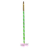 Пензель для акрилу з крученою ручкою Kolinsky Germany Acrylic Nail Brush №10 зелений в тубусі