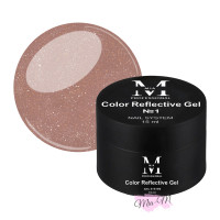 Кольоровий гель Mia-M Professional Color Reflective Gel №1 темно-бежевий зі світловідбиваючими блискітками, 15 мл
