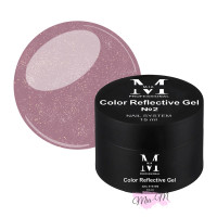 Кольоровий гель Mia-M Professional Color Reflective Gel №2 бежево-фіолетовий зі світловідбиваючими блискітками, 15 мл
