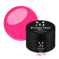 Кольоровий гель для нарощування нігтів Mia-M Professional Potal Gel №1 рожевий з різнобарвною поталлю, 15 мл