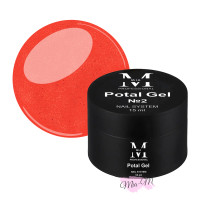 Кольоровий гель для нарощування нігтів Mia-M Professional Potal Gel №2 помаранчевий з різнобарвною поталлю, 15 мл