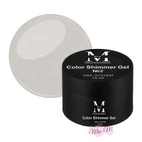 Цветной гель для моделирования ногтей Mia-M Professional Color Shimmer Gel №2 молочный с серебристым шиммером, 15 мл