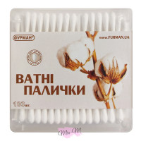 Ватні косметичні палички Фурман у прямокутній коробці, 100 штук