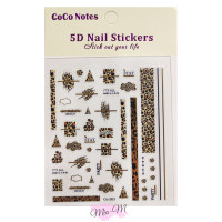 Наклейки для нігтів 5D Nail Stickers CO-263 Леопардовий візерунок із золотим тисненням та написами