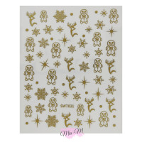 Наклейки для дизайну нігтів Nail Art Sticker SW-T031 Gold-BE Різдво Новий рік золотисті