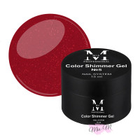 Кольоровий гель для моделювання нігтів Mia-M Professional Color Shimmer Gel №5 темно-червоний із шиммером, 15 мл