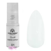 Суха пудра для омбре Global Fashion Quick Glitter Ombre Spray №01 біла, 7.5 г