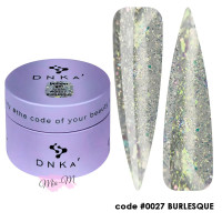 Гель для нарощування DNKa' Builder Gel №0027 Burlesque світловідбивний із сріблясто-зеленими блискітками, 30 мл