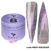 Гель для наращивания DNKa' Builder Gel №0029 Burlesque светоотражающий с с темно-фиолетовыми блестками, 30 мл