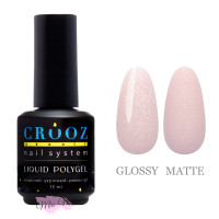 Рідкий полігель Crooz Liquid Polygel Shimmer №05 молочний зі світло-рожевим підтоном із шиммером, 15 мл