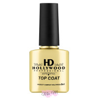 Каучуковий топ для нігтів без липкого шару HD Hollywood Top Coat No Wipe, 8 мл