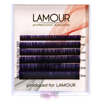 Вії для нарощування Lamour mini Color омбре MIX чорно-фіолетові 0.10 R (8-13)