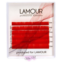 Вії для нарощування Lamour mini Color MIX червоні 0.07 D (8-13)