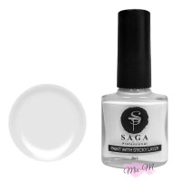 Лак-фарба для стемпінгу Saga Professional Stamping Paint with sticky layer з липким шаром білий, 8 мл