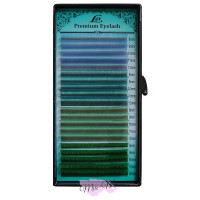Вії для нарощування LEX 4color (s-blue, o-blue, b-green, green) 0.07 СС mix (8-12)