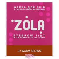 Фарба для брів з колагеном Zola Warm Brown №02 тепло-коричнева та окислювач 3% Oxidant у саші, 5 мл