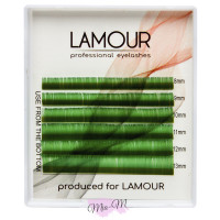 Вії для нарощування Lamour mini Color MIX зелені 0.10 D (8-13)