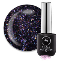 Топ для гель-лаку Saga Professional Top Crush №02 прозорий з пластівцями поталі, 9 мл