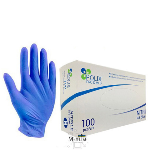 Рукавички нітрилові Polix Pro&Med (розмір M, блакитні) 50 пар/уп Рукавички нітрилові Polix Pro&Med (розмір M, блакитні) 50 пар/уп