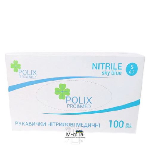 Рукавички нітрилові Polix Pro&Med (розмір S, блакитні) 50 пар/уп Рукавички нітрилові Polix Pro&Med (розмір S, блакитні) 50 пар/уп
